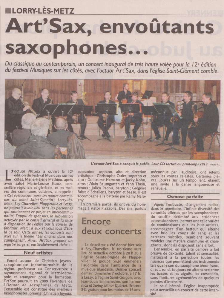 article republicain lorrain, concert a Lorry les Metz