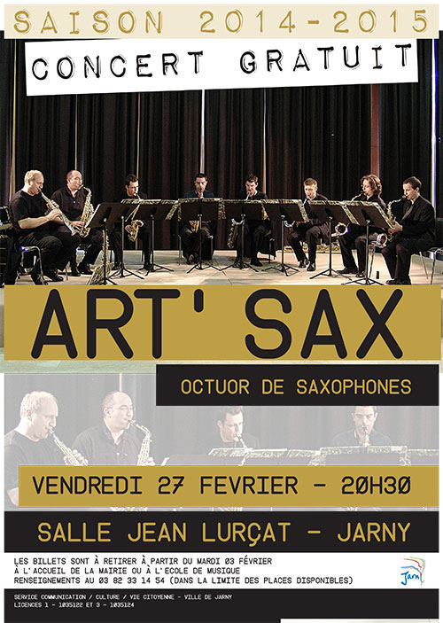 Art'Sax en concert a Jarny salle Jean Lurcat Affiche concert Art'Sax a Jarny