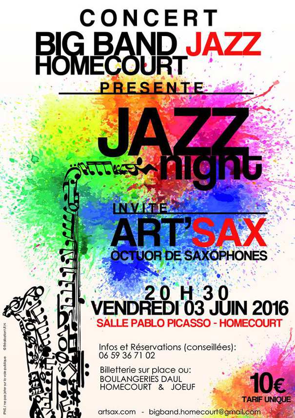 Affiche concert Homecourt Jazz Night Le big band d'Homecourt invite Art'Sax