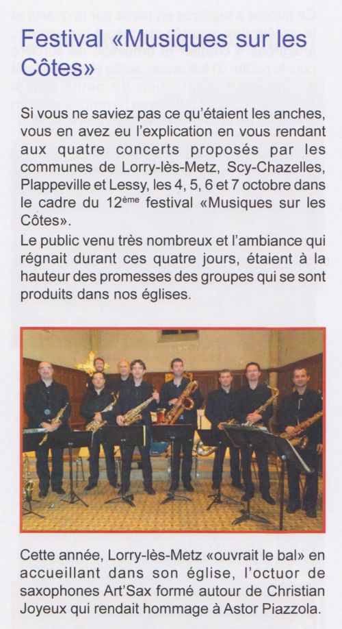Vivre village magazine Plappeville decembre 2012 festival de musique
