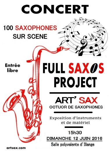 100 saxophones sur scene salle polyvalente a Illange (Moselle) le 12 juin 2016
