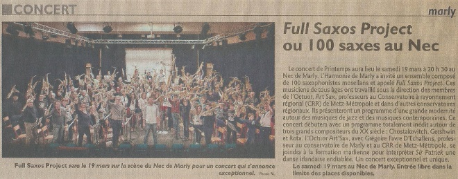 Fullsaxos Project sur la scene du NEC a Marly pour un concert qui s'annonce exceptionnel