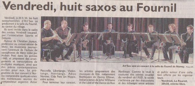 Article de promotion concert Norroy le Veneur