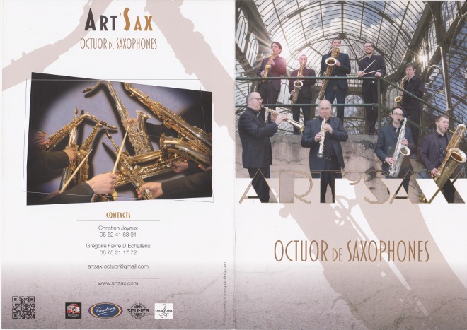 Contacter l'octuor de saxophones Plaquette recto Contacter l'octuor de saxophones Plaquette Art'Sax