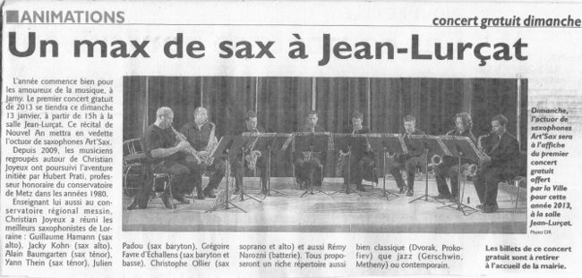 Promotion concert de l'octuor a Jarny