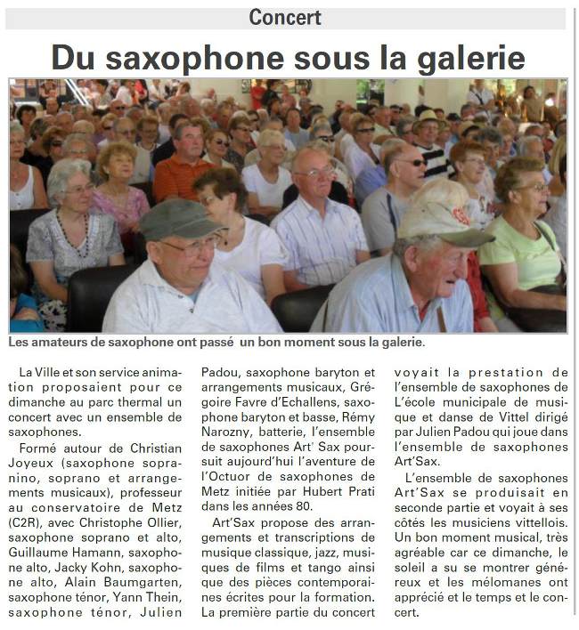 Vosges Matin Concert saxophones Vittel